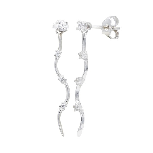 [P20326-1] 18K PENDIENTES ORO BLANCO LARGOS CON CIRCONITAS