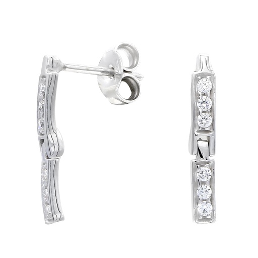 [P20328-1] 18K PENDIENTES ORO BLANCO LARGO Y CIRCONITAS