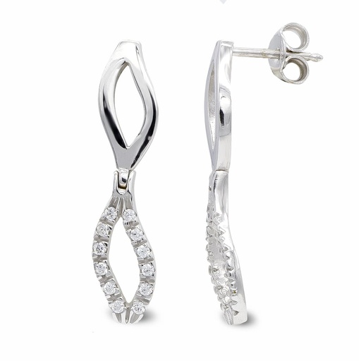 [P20329-1] 18K PENDIENTES ORO BLANCO LARGOS Y CIRCONITAS