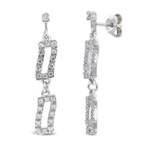 [P20330-1] 18K PENDIENTES ORO BLANCO LARGOS Y CIRCONITAS
