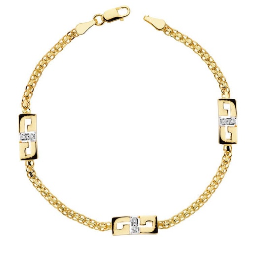 [P20331-4] 18K PULSERA BICOLOR CIRCONITAS 17 CM