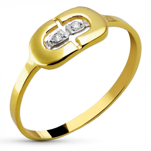 [P20334-2] 18K SORTIJA COMUNION BICOLOR CIRCONITAS
