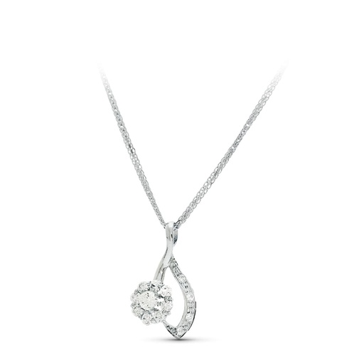 [P20348-3] 18K GARGANTILLA ORO BLANCO 45 CM JUEGO NOVIA CUAJO 22X12 MM