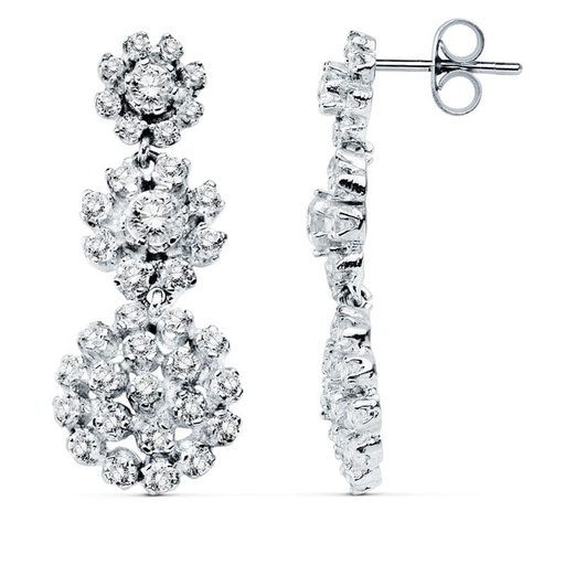 [P20349-1] 18K PENDIENTES ORO BLANCO CIRCONITAS 32X12 MM