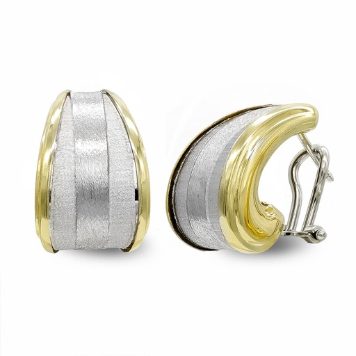[P20362-1] 18K PENDIENTES ORO BICOLOR MATE Y BRILLO