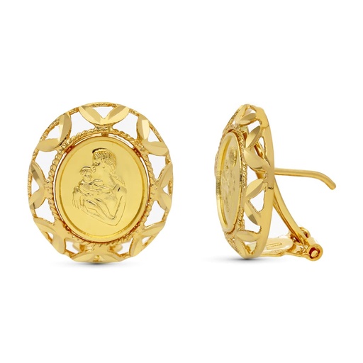 [P20377-1] 18K PENDIENTES ORO AMARILLO MONEDA OVAL. 17X15 MM