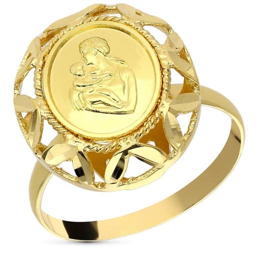 [P20377-2] 18K SORTIJA ORO AMARILLO MONEDA AMOR O MADRE OVAL