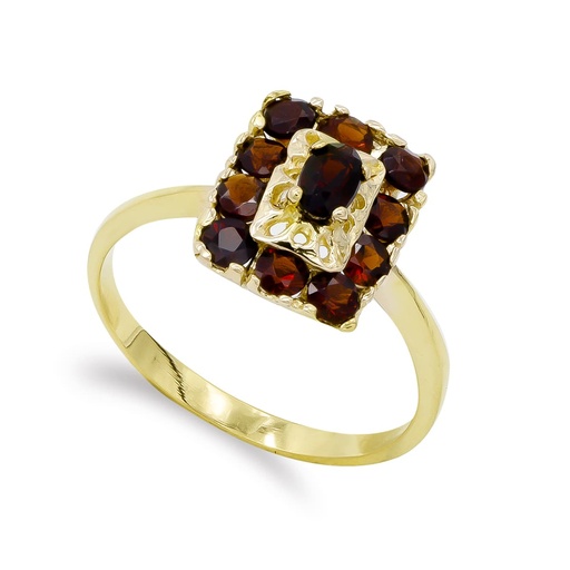 [P20380-2] 18K SORTIJA ORO AMARILLO Y GRANATES