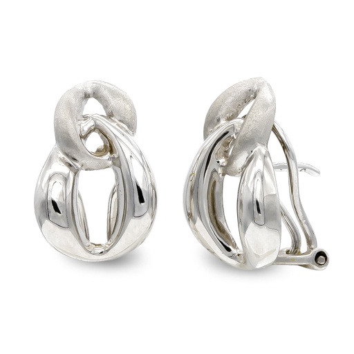 [P20394-1] 18K PENDIENTES ORO BLANCO MATE Y BRILLO