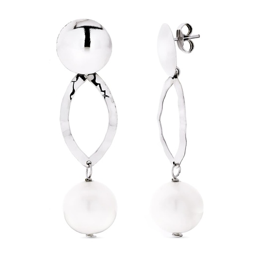 [P20396-1] 18K PENDIENTES ORO BLANCO PERLA CULTIVADAS