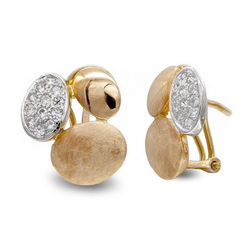 [P20397-1] 18K PENDIENTES ORO BICOLOR ROJO Y BLANCO CON CIRCONITAS