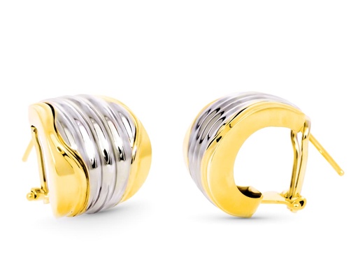 [P20413-1] 18K PENDIENTES ORO BICOLOR 18X17 MM CIERRE OMEGA