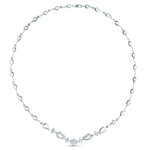 [P20417-3] 18K GARGANTILLA ORO BLANCO JUEGO NOVIA ARTICULADO 42 CM CIERRE MOSQUETON