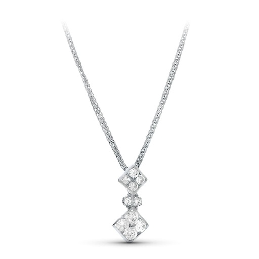 [P20427-3] 18K GARGANTILLA ORO BLANCO 45 CM JUEGO NOVIA MOTIVO ROMBO 16X7 MM