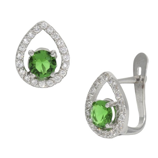 [P1252] Pendientes oro blanco 18 kt verde
