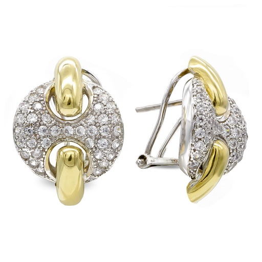 [P20433-1] 18K PENDIENTES ORO BICOLOR CON CIRCONITAS