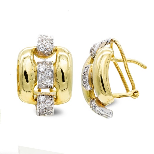 [P20434-1] 18K PENDIENTES ORO BICOLOR CON CIRCONITAS