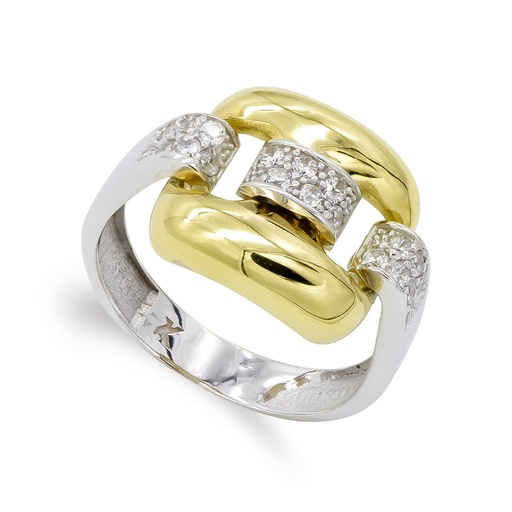 [P20434-2] 18K SORTIJA ORO BICOLOR CON CIRCONITAS