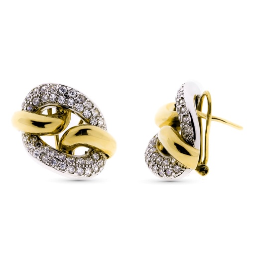 [P20447-1] 18K PENDIENTES ORO BICOLOR CIRCONITAS CIERRE OMEGA