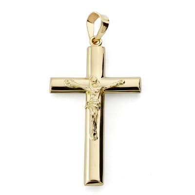 [P2046] 18K CRUZ CON CRISTO PALO OVAL. 31X17 MM