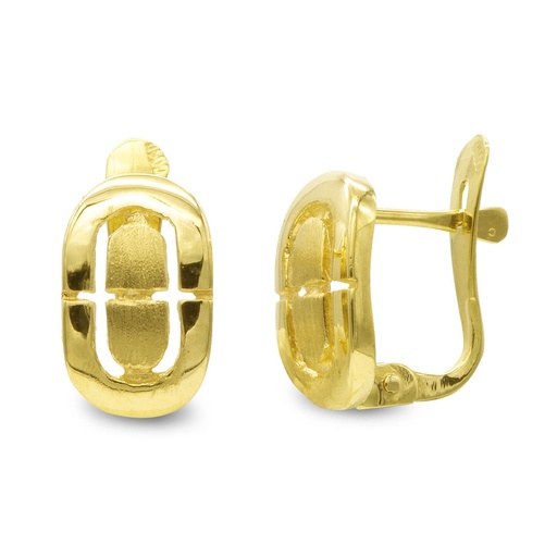 [P20469-1] 18K PENDIENTES BRILLO Y MATE 10X6 MM