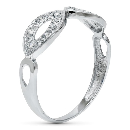 [P20471-2] 18K SORTIJA ORO BLANCO JUEGO NOVIA ANCHO 6 MM CIRCONITAS