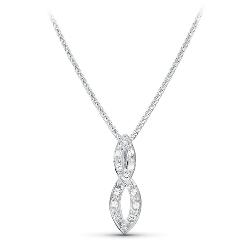 [P20471-3] 18K GARGANTILLA ORO BLANCO 45CM JUEGO NOVIA MOTIVO 20X9 MM CIRCONITAS