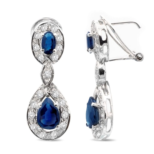 [P20479-1] 18K PENDIENTES ORO BLANCO PIEDRA FINA 25X9 MM