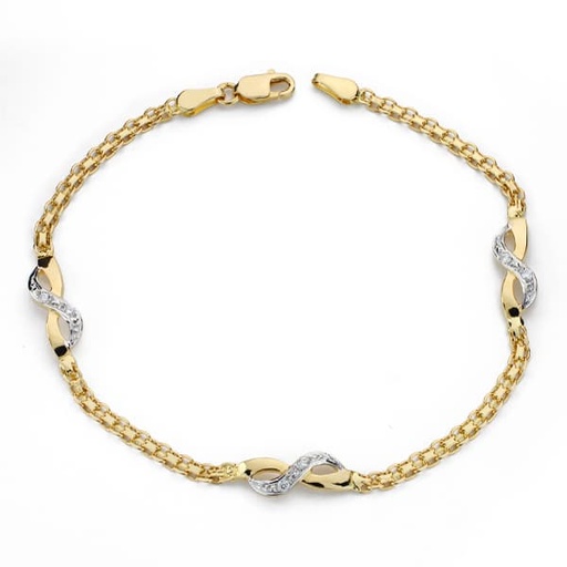 [P20480-4] 18K PULSERA BICOLOR CIRCONITAS 17 CM