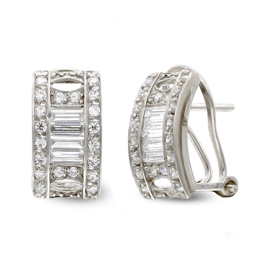 [P20483-1] 18K PENDIENTES ORO BLANCO BARRITAS Y CIRCONITAS