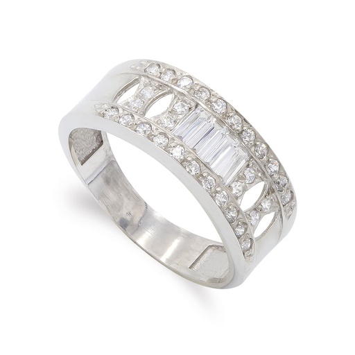 [P20483-2] 18K SORTIJA ORO BLANCO BARRITAS Y CIRCONITAS