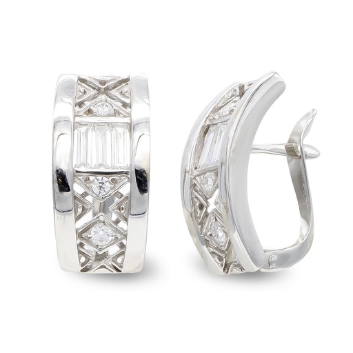 [P20484-1] 18K PENDIENTES ORO BLANCO BARRITAS Y CIRCONITAS