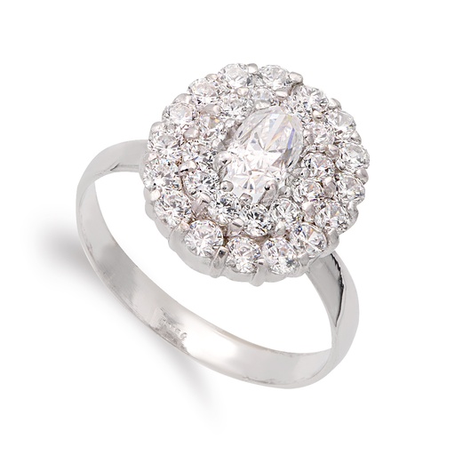 [P20495-2] 18K SORTIJA ORO BLANCO PIÑA DE CIRCONITAS 14X12 MM