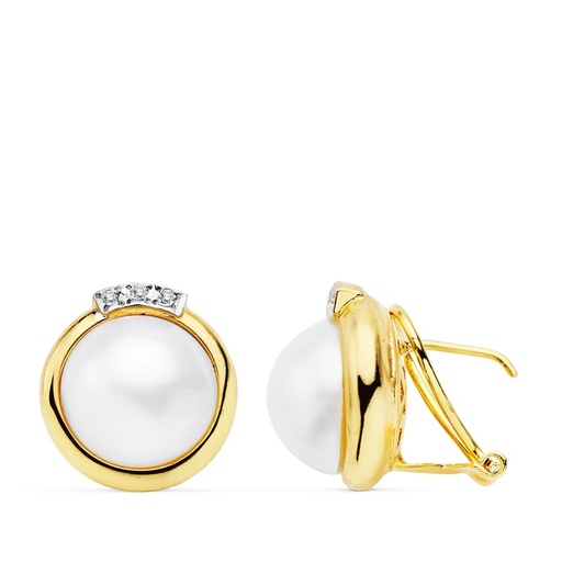 [P20503-1] 18K PENDIENTES PERLA JAPONESAS 15X14 MM