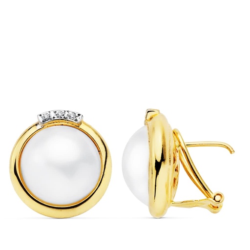 [P20504-1] 18K PENDIENTES PERLA JAPONESAS 17X16 MM