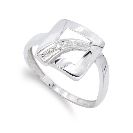 [P20506-2] 18K SORTIJA ORO BLANCO CUADRADO CON CIRCONITAS