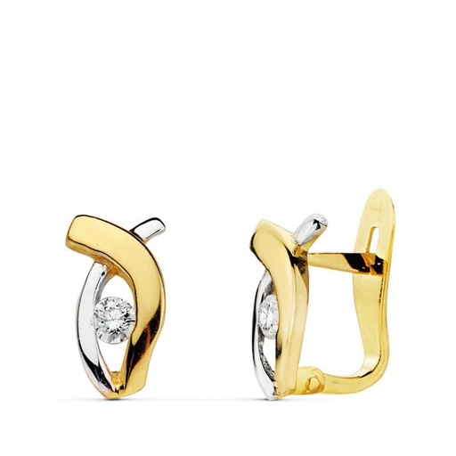 [P20512-1] 18K PENDIENTES BICOLOR CIRCONITAS 10X5 MM