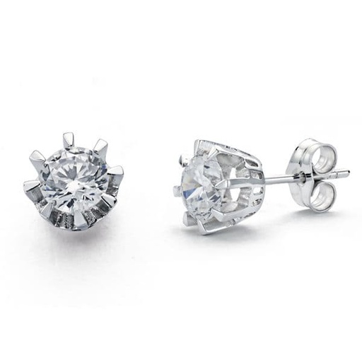 [P20525-1] 18K PENDIENTES SOLITARIO ORO BLANCO 7 MM