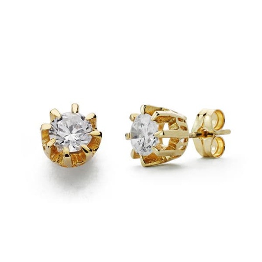 [P20535-1] 18K PENDIENTES ORO AMARILLO SOLITARIO GARRA 7 MM