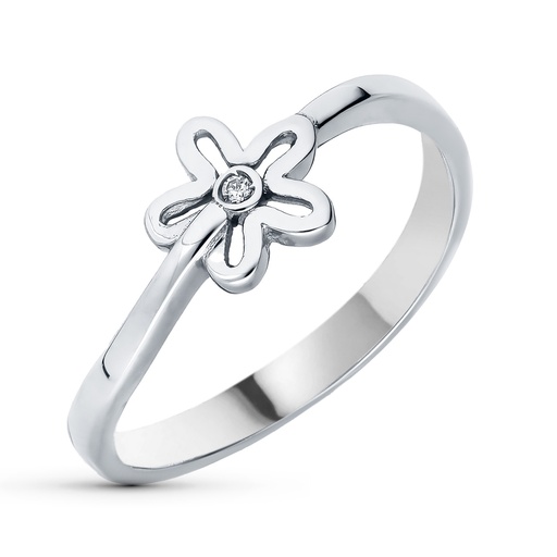 [P20544-2] 18K SORTIJA ORO BLANCO FLOR CIRCONITAS