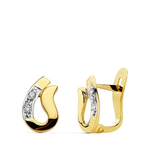 [P20548-1] 18K PENDIENTES BICOLOR CIRCONITAS 9X5 MM