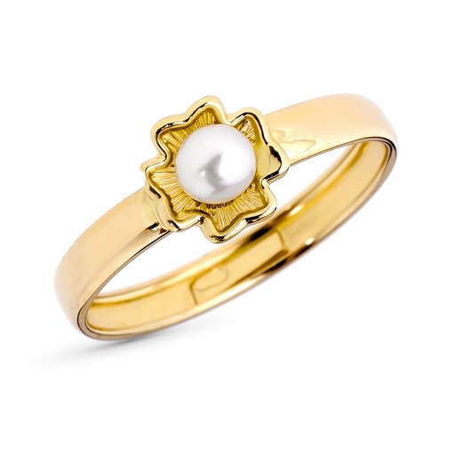 [P20551-2] 18K SORTIJA TREBOL PERLA