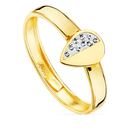 [P20556-2] 18K SORTIJA ORO AMARILLO COMUNION MOTIVO GOTA 7X6 MM ANCHO CUERPO 3 MM