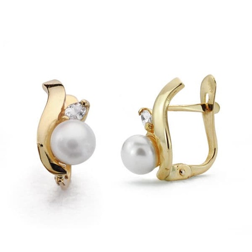 [P20570-1] 18K PENDIENTES COMUNION PERLA 12X6 MM