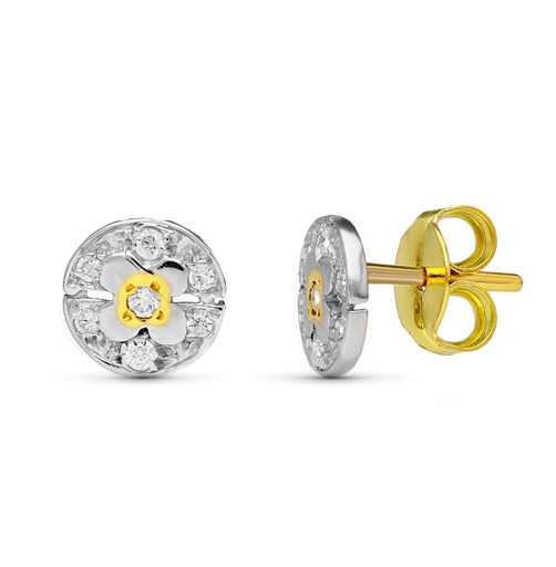 [P20587-1] 18K PENDIENTES ORO BICOLOR CIRCONITAS 8 MM