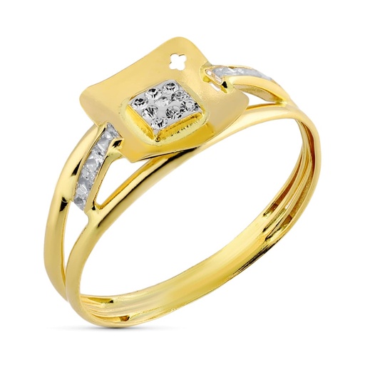 [P20588-2] 18K SORTIJA ORO BICOLOR CIRCONITAS