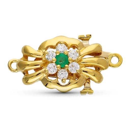[P2059] 18K BROCHE COLLAR ORO AMARILLO CON CIRCONITAS