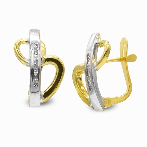 [P20629-1] 18K PENDIENTES BICOLOR CIRCONITA 13X8 MM