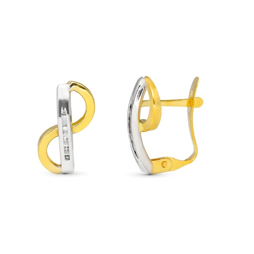 [P20631-1] 18K PENDIENTES ORO BICOLOR COMUNION CIRCONITAS 14X8 MM CATALAN