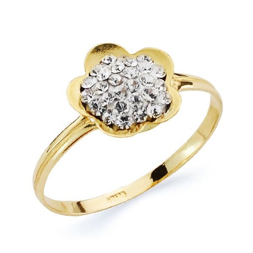 [P20648-2] 18K SORTIJA FLOR CIRCONITAS